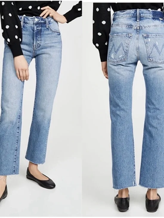 Mother Denim The Scrapper Cuff Ankle Fray Jeans in Take Me Higher - Picture 1 of 11